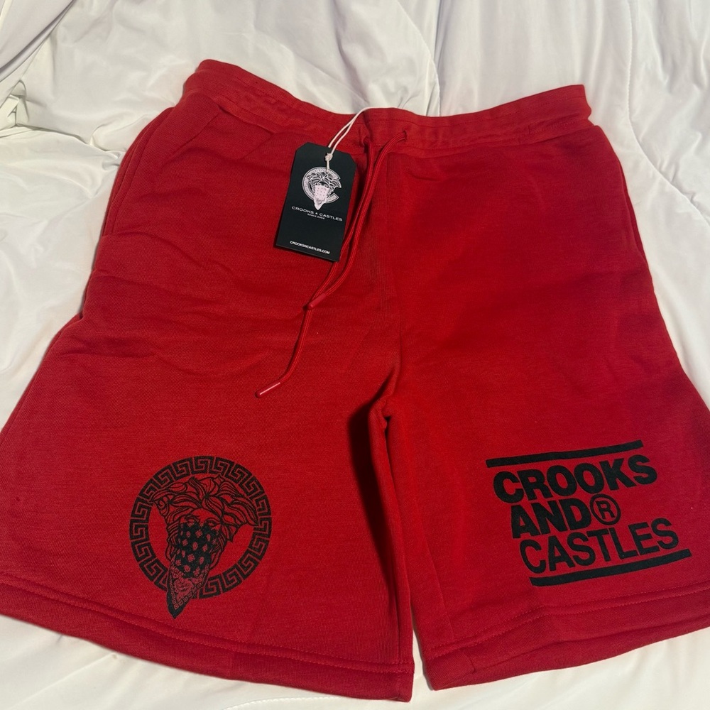 Crooks & Castles Red Men's Graphic Sweat Shorts size XL. C13